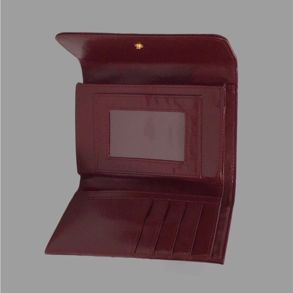 NWOT LEE SANDS Eel Skin Clutch Wallet, Front Flap, Maroon - Picture 4 of 6